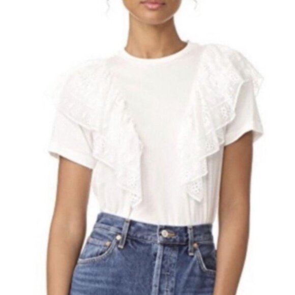 SEA NEW YORK Lace Ruffle Tee - Picture 1 of 7
